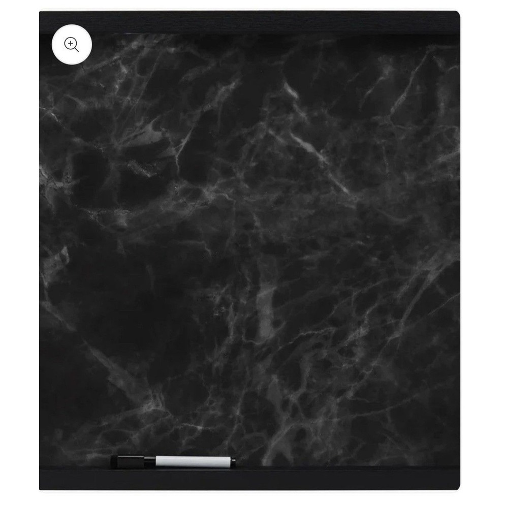 Black w/White Marble & White Marker‎ Dry Erase Board Metal Wood Office Planner - Picture 3 of 7